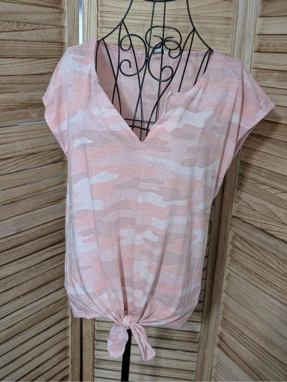 Lucky Brand Super Soft Cotton Camo Print Tie-Front T-Shirt Tank Top Medium